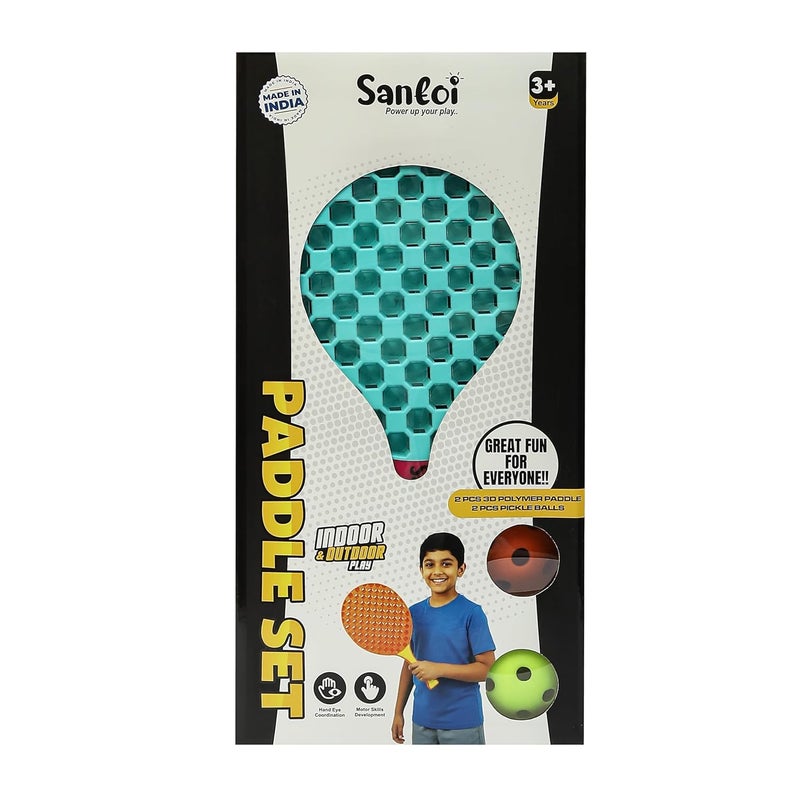 Knick Knack Santoi Paddle Ball Game Set with 2 Balls - Indoor Outdoor Play Set for Kids 3+ Years (Blue) - Image 2